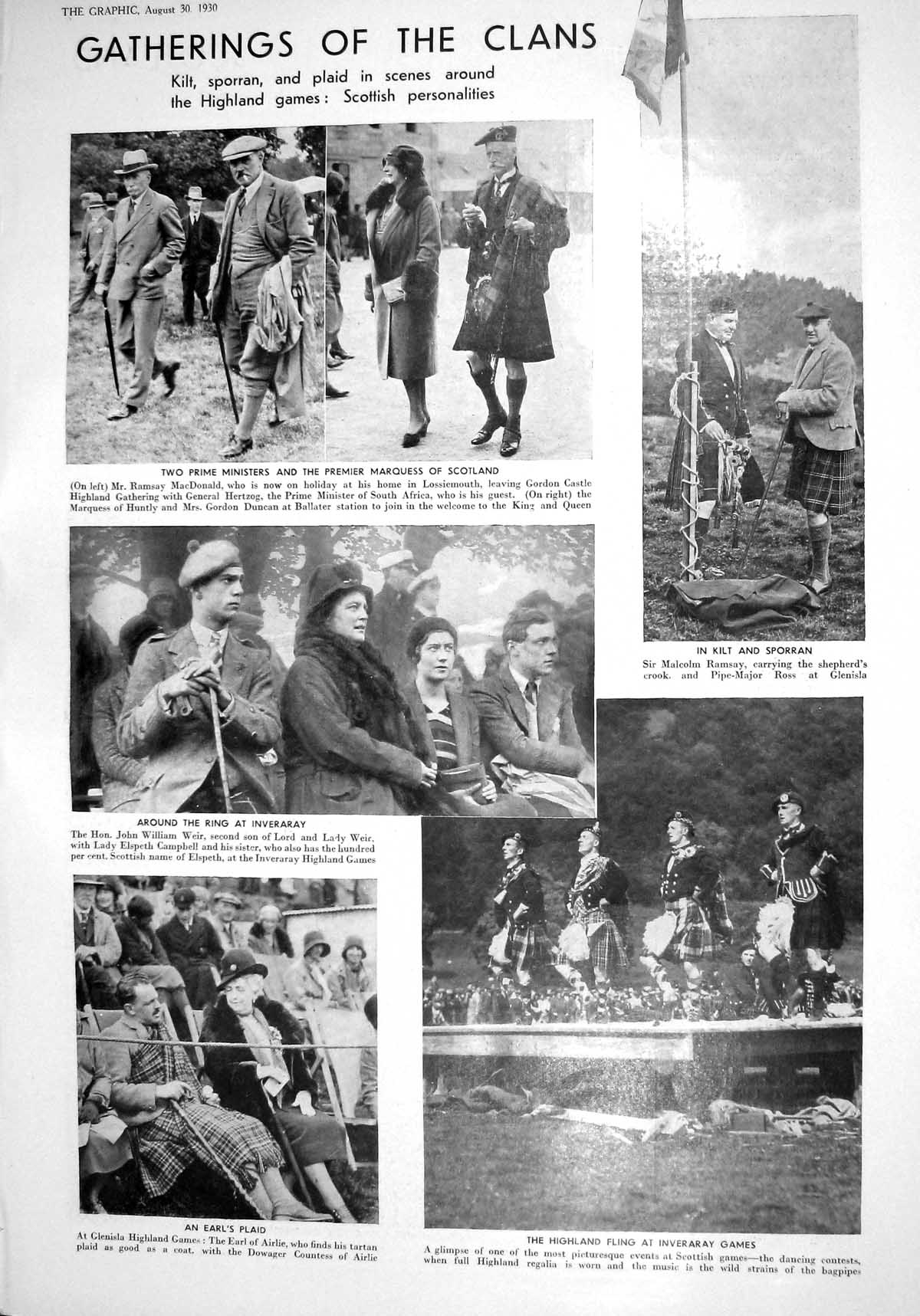 Old 1930 Ramsay Macdonald Scotland Glenisla Games Weir Lord Weir Cric 20th