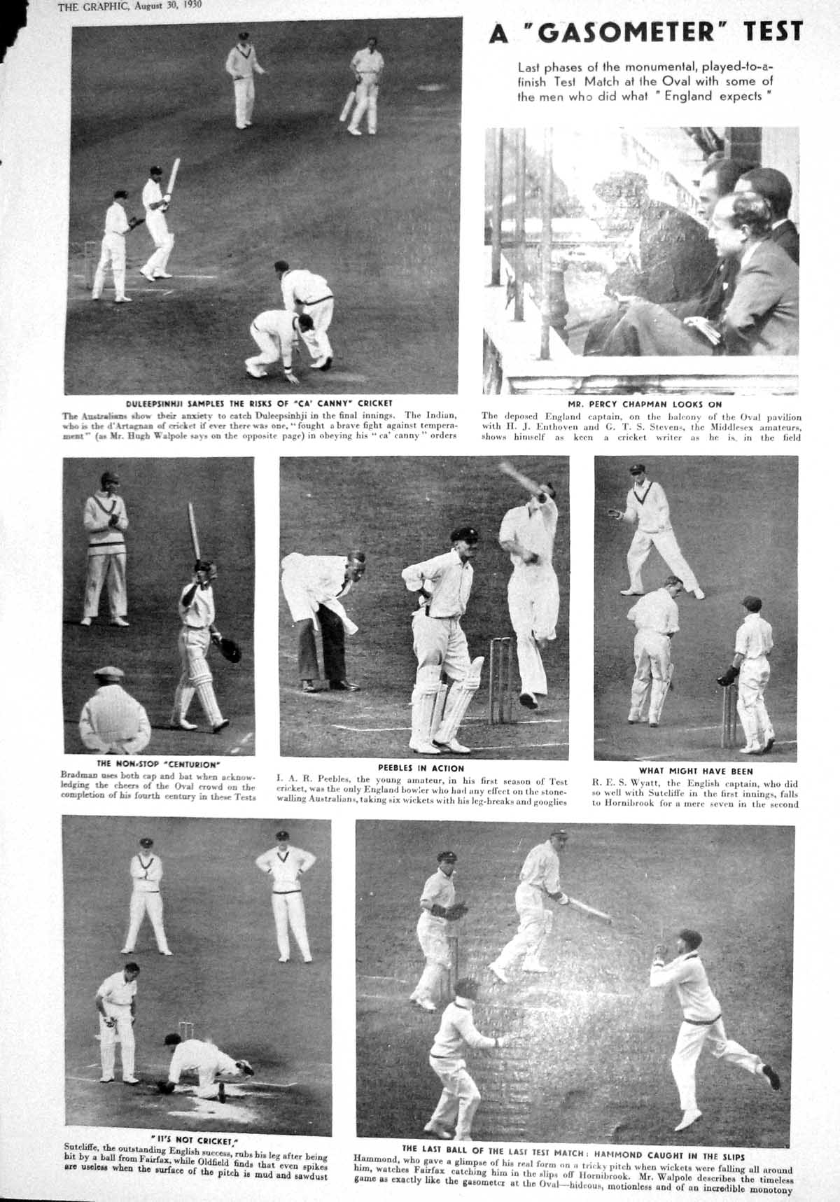 Old 1930 Percy Chapman Cricket Hugh Walpole Enthoven Peebles Hammond 20th