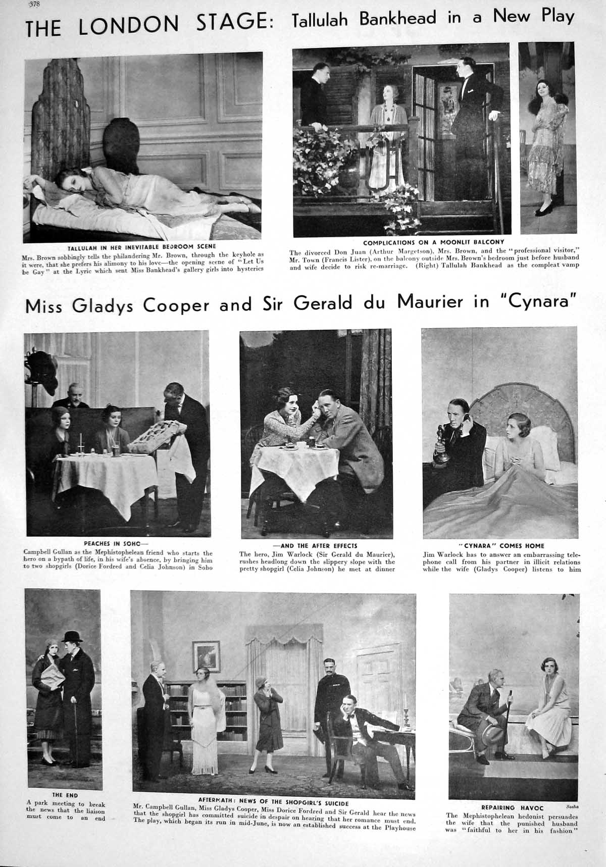 Old 1930 Theatre Tallulah Bankhead Cooper Maurier Margetson Bacchanal 20th