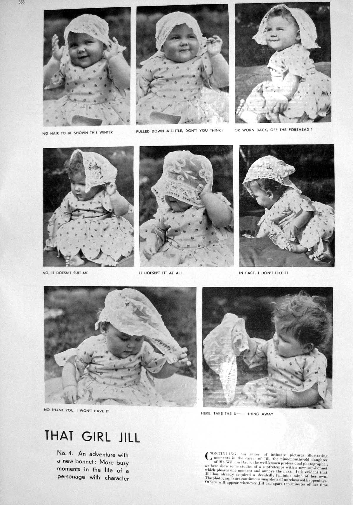 Old 1930 Photograph Little Girl Jill Bonnet Duchess York Glamis Castl 20th