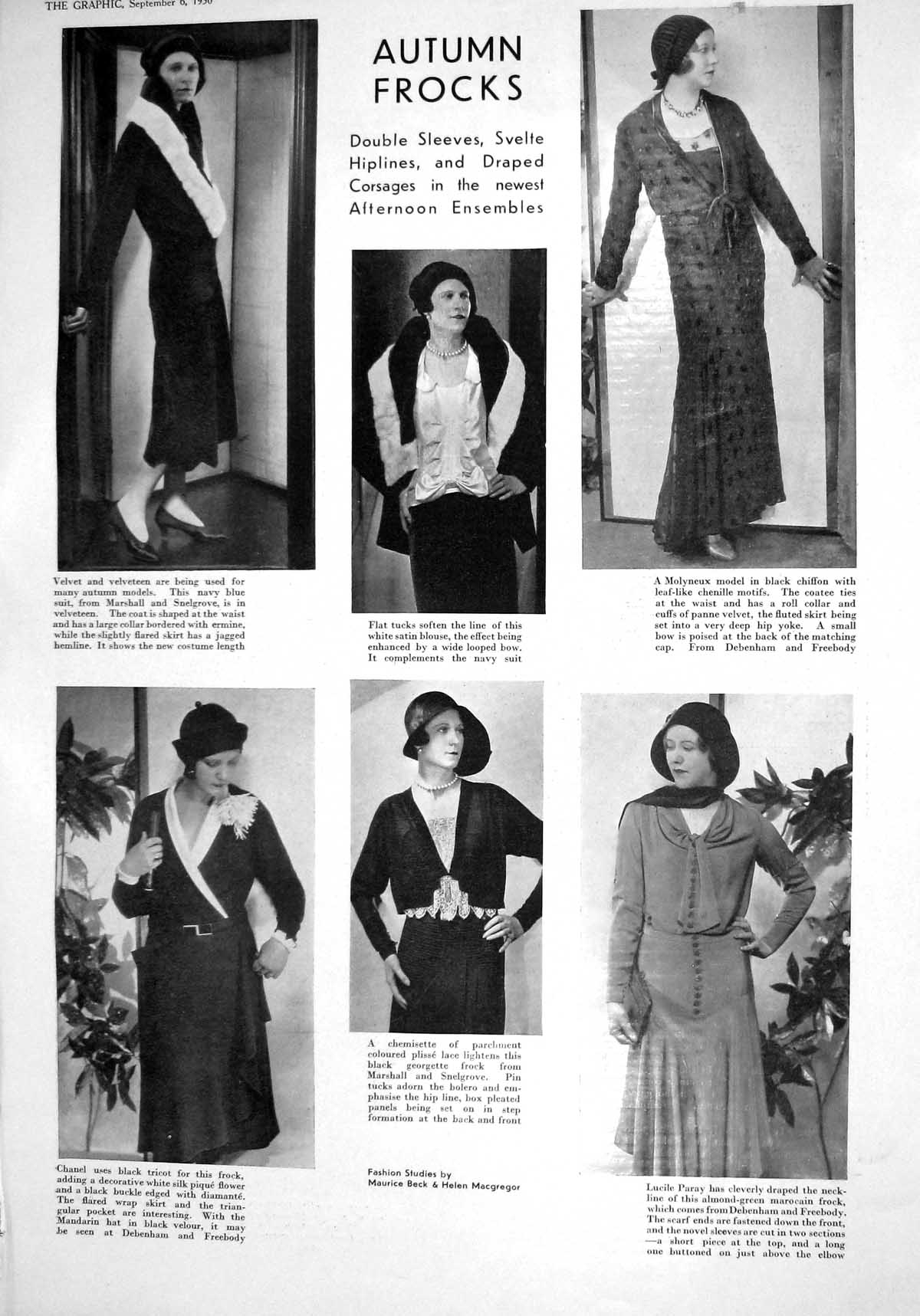 Old 1930 Autumn Fashion Velveteen Tricot Paray Molyneux Golf Scotland 20th