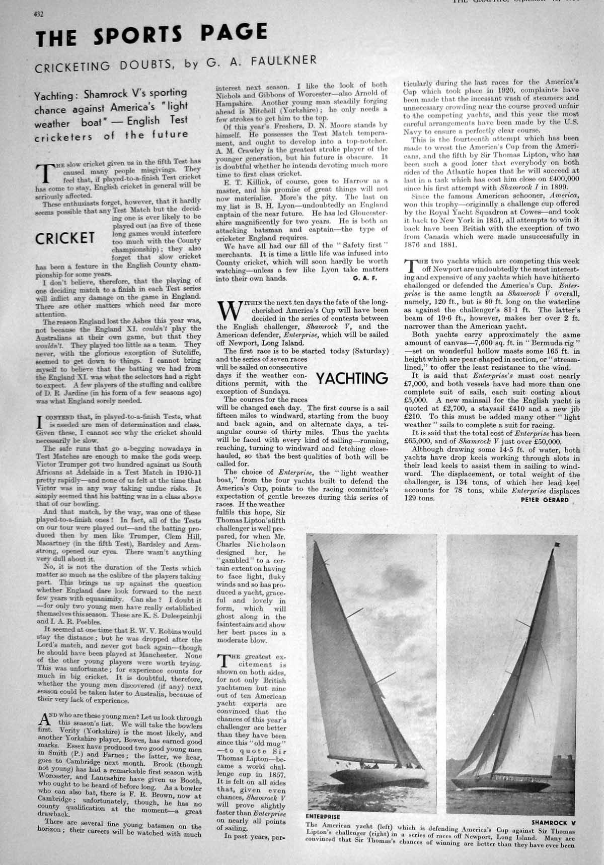 Old 1930 American Yacht America Cup Thomas Lipton Challenger Newport 20th