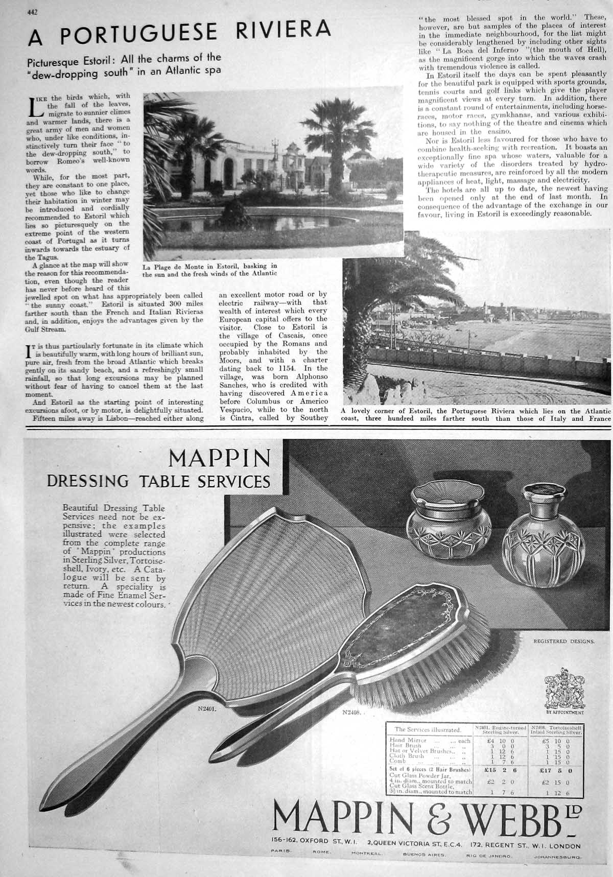 Old 1930 Portugal Plage Monte Estoril Mappin Webb Africa Train Vienna 20th