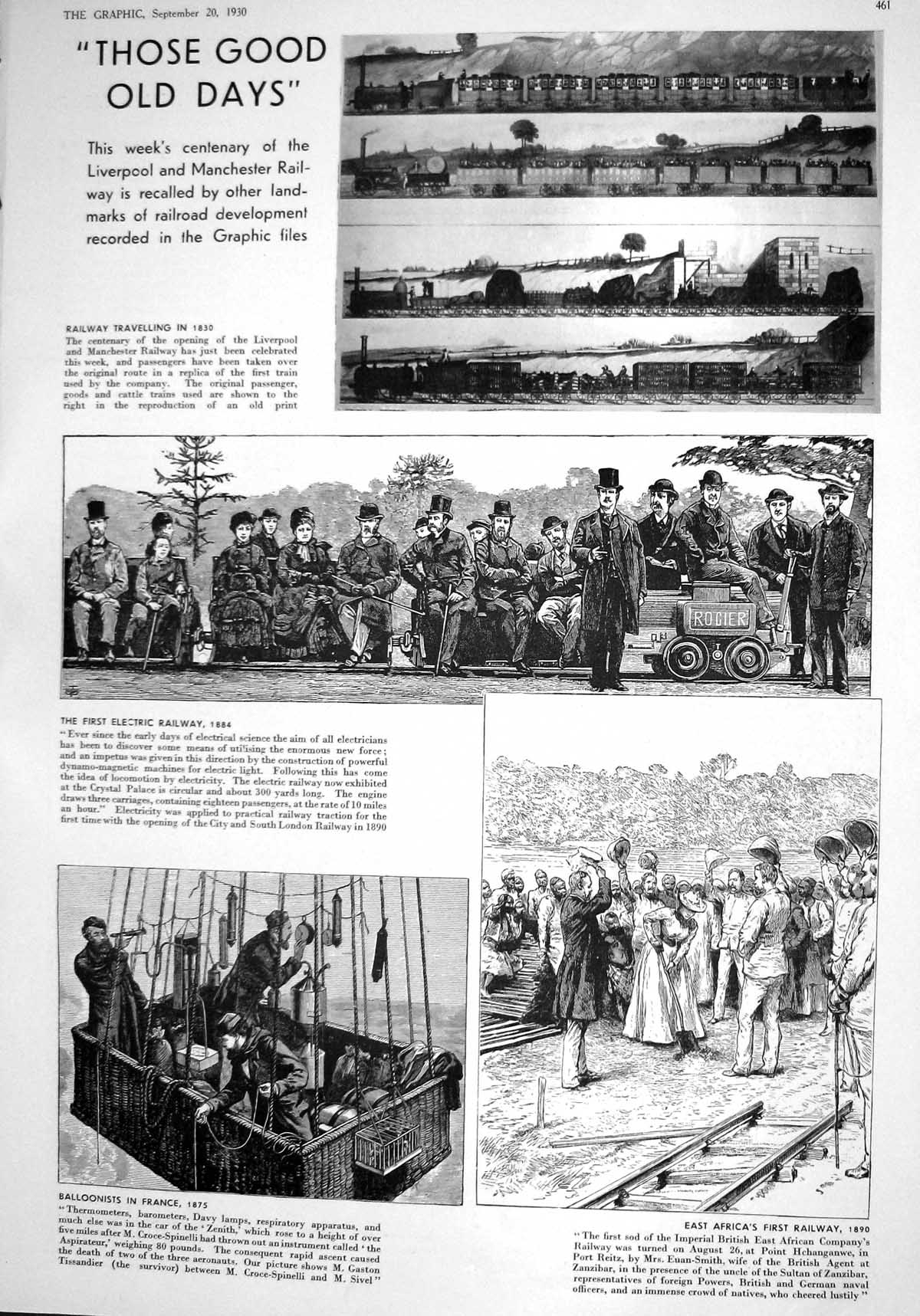 Old 1930 Railway Train Electric Balloonists France Rainy Weather Stra 20th
