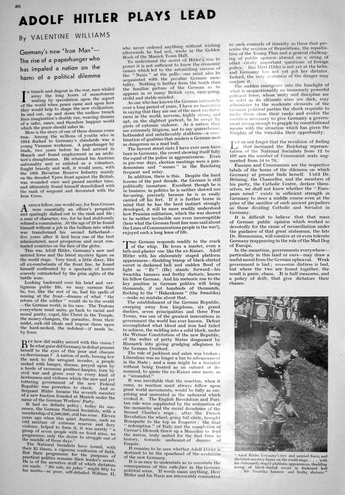 Old 1930 Adolf Hitler Germany Princess Mary Lally Ethatrope Nicholas 20th