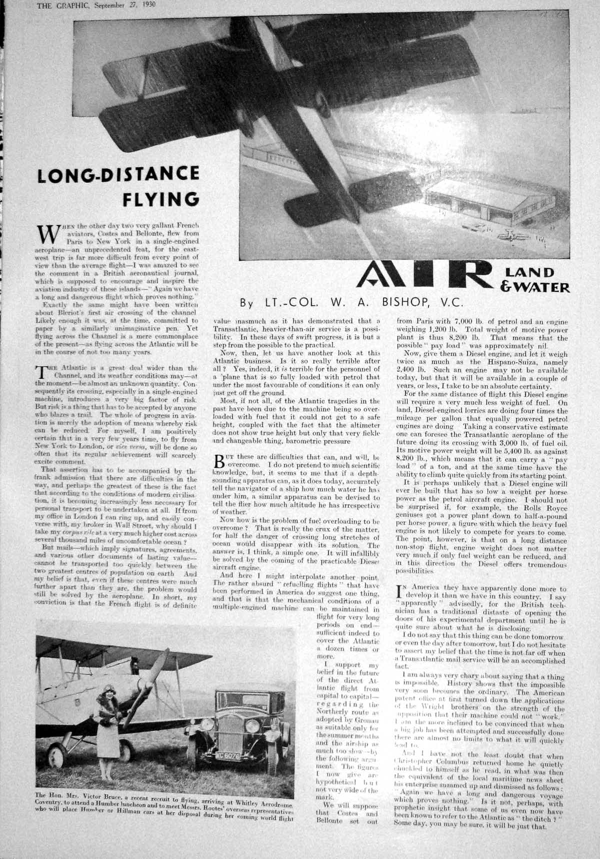 Old 1930 Aeroplane Victor Bruce Whitley Aerodrome Car Ena Delahaye Ac 20th