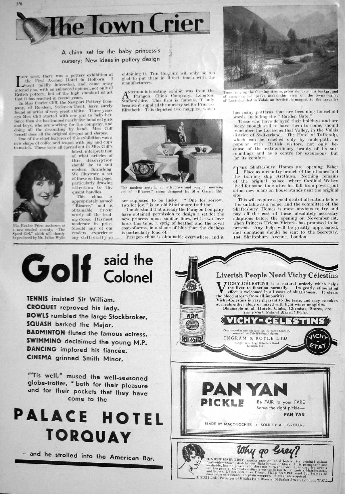 Antique Print 1930 Evadne Price Theatre Leotschenthal Palace Hotel Torquay 20th