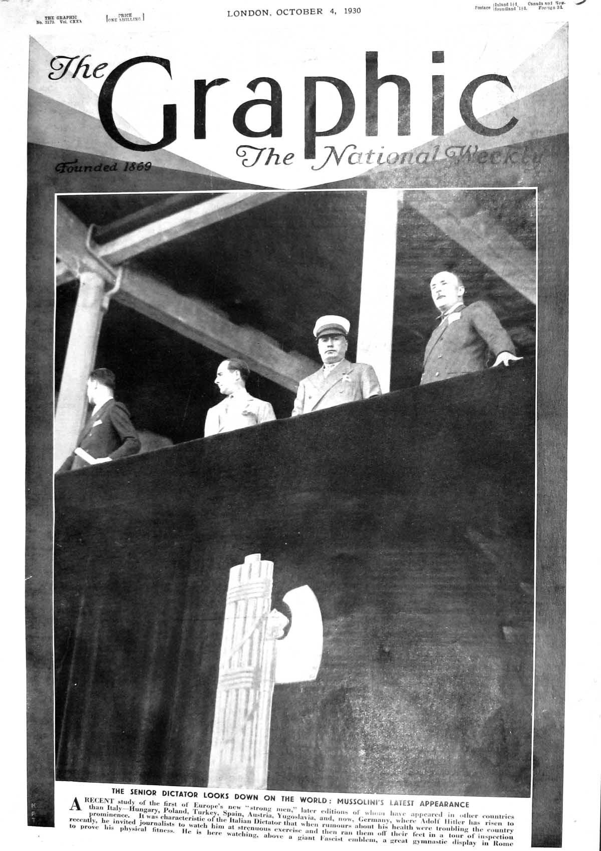 Antique Old Print 1930 Senior Dictator Mussolini Fascist Emblem Photograph 20th