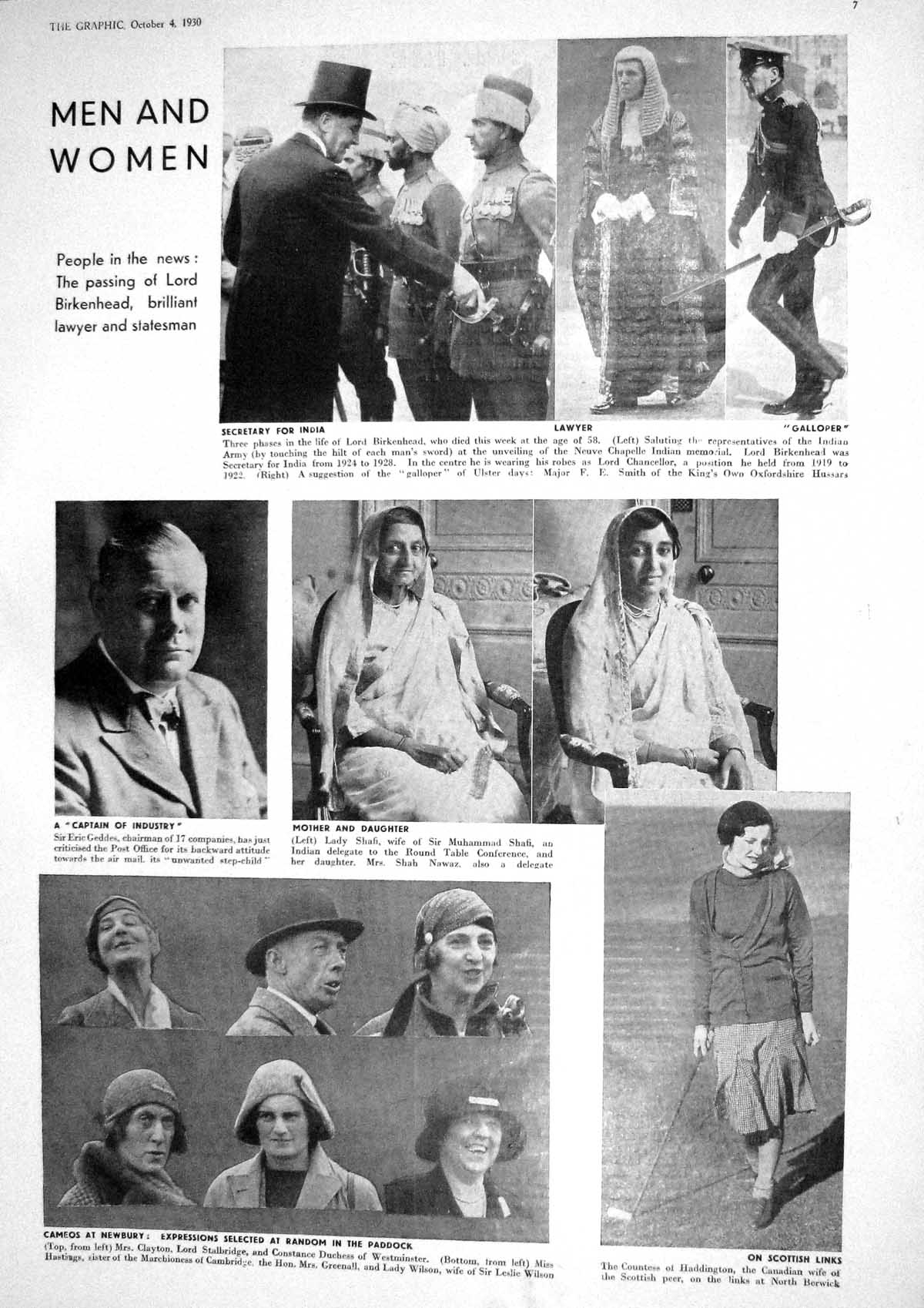 Old 1930 Lord Birkenhead Secretary India Lady Shafi Clayton Stalbridg 20th