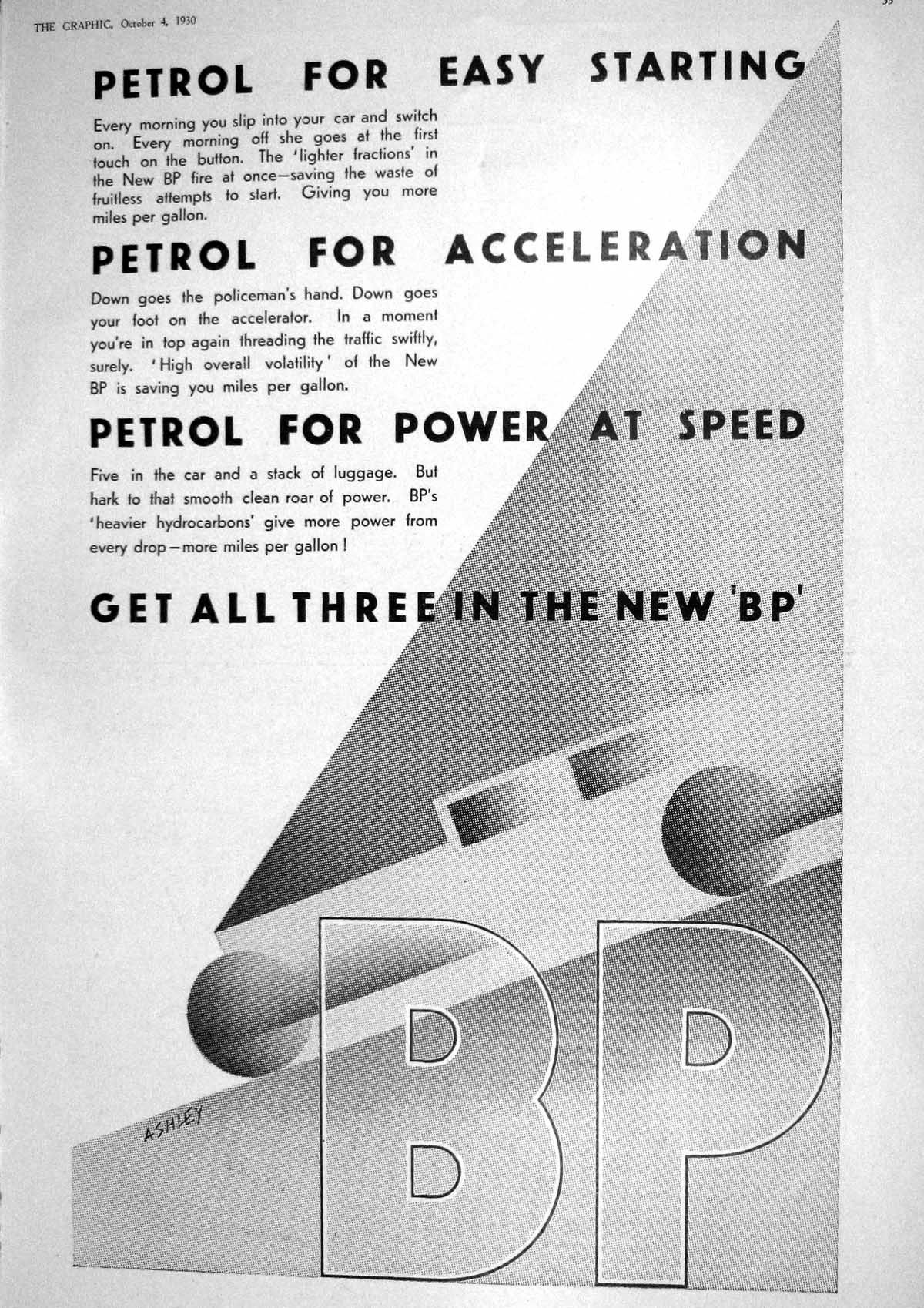 Original Old Vintage Print 1930 Advertisement Petrol British Petroleum 20th