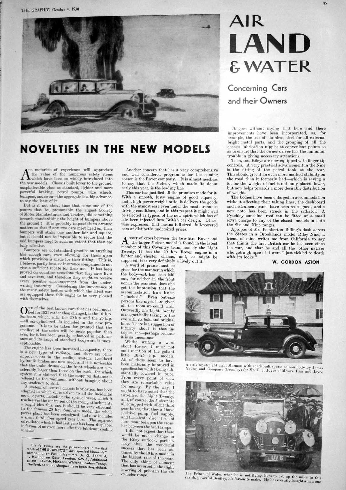 Old 1930 Motor Car Marmon Young Joyce Prince Wales Bentley Ladies Fas 20th