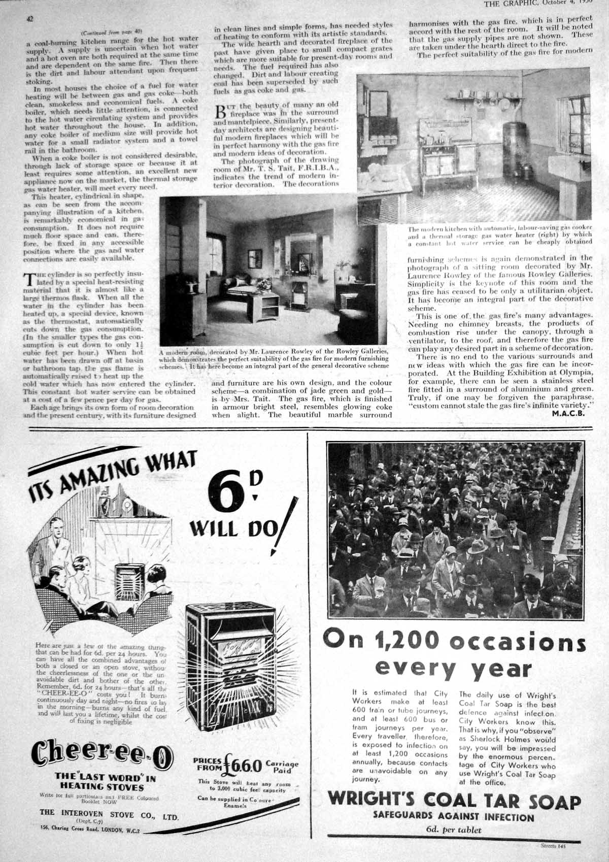 Antique Print 1930 Wright'S Coal Soap Cheer-Ee-O Stove Hamptons Cigarettes 20th