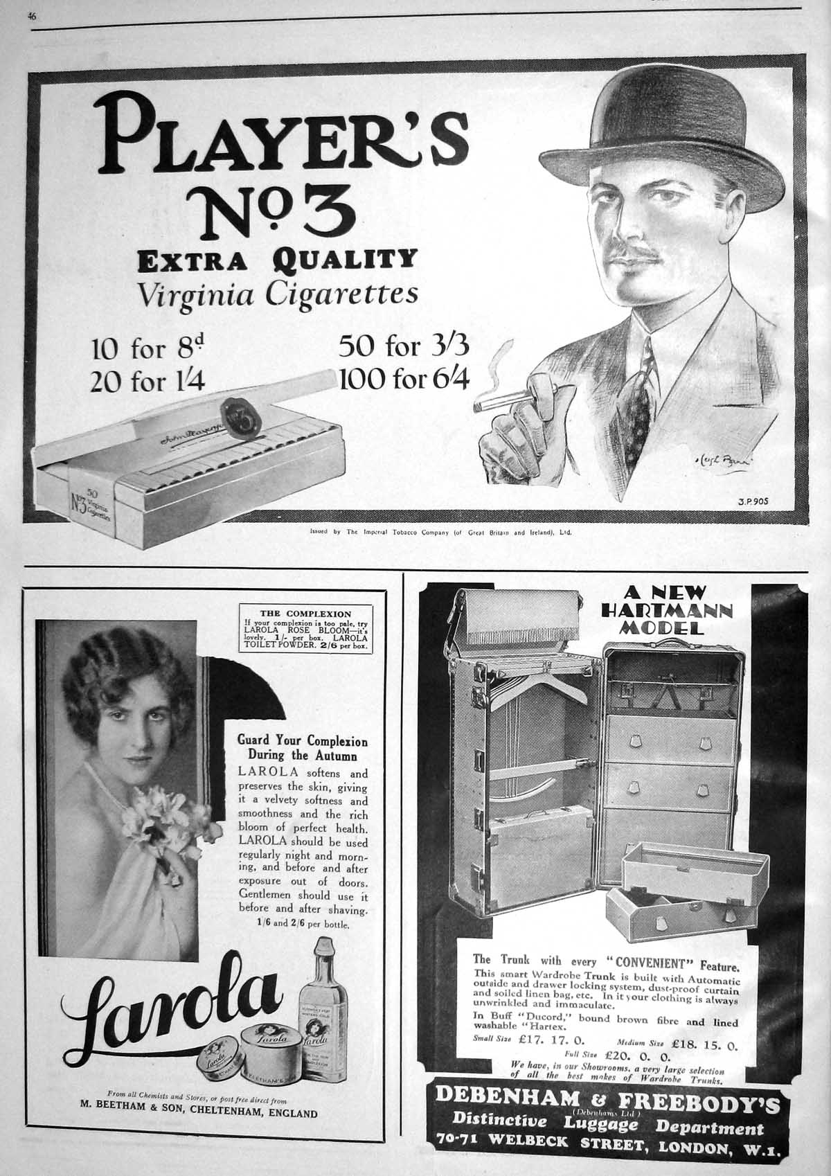 Old 1930 Player'S Virginia Cigarettes Beetham Debenham Vapex Courtine 20th