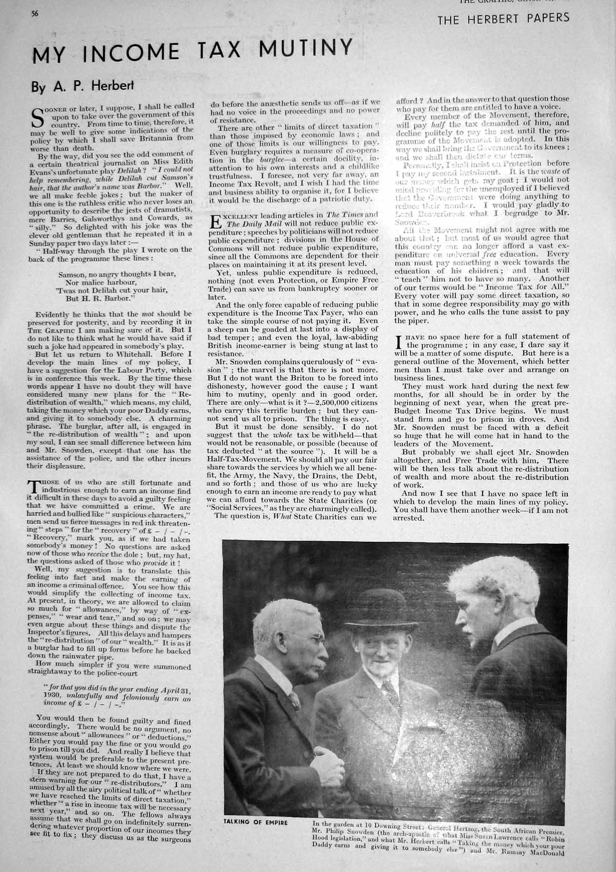 Old 1930 10 Downing Street Hertzog Snowden Lawrence Herbert Airship L 20th