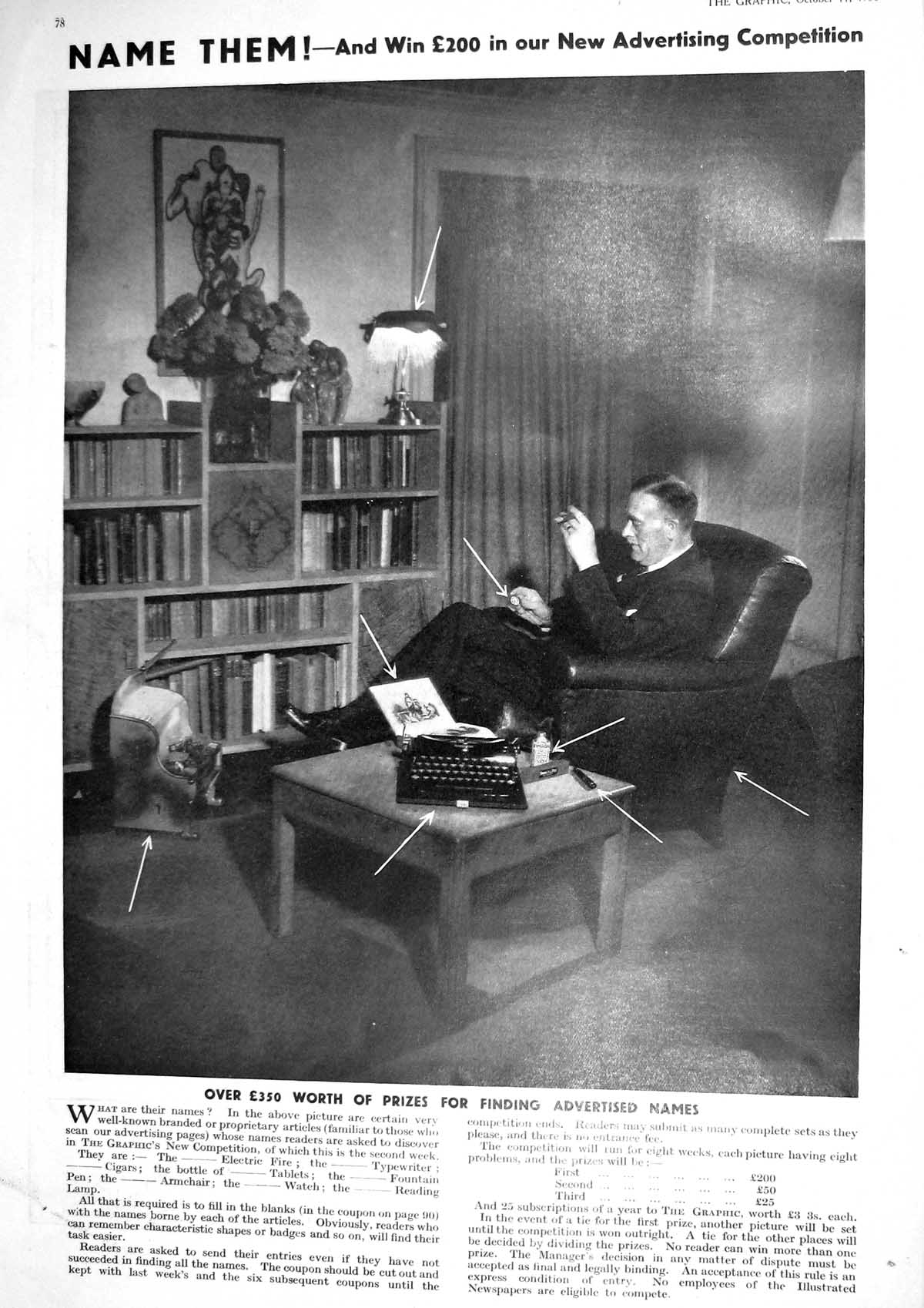Old 1930 Advertising Electric Fire Typewriter Cigars Furniture Photog 20th