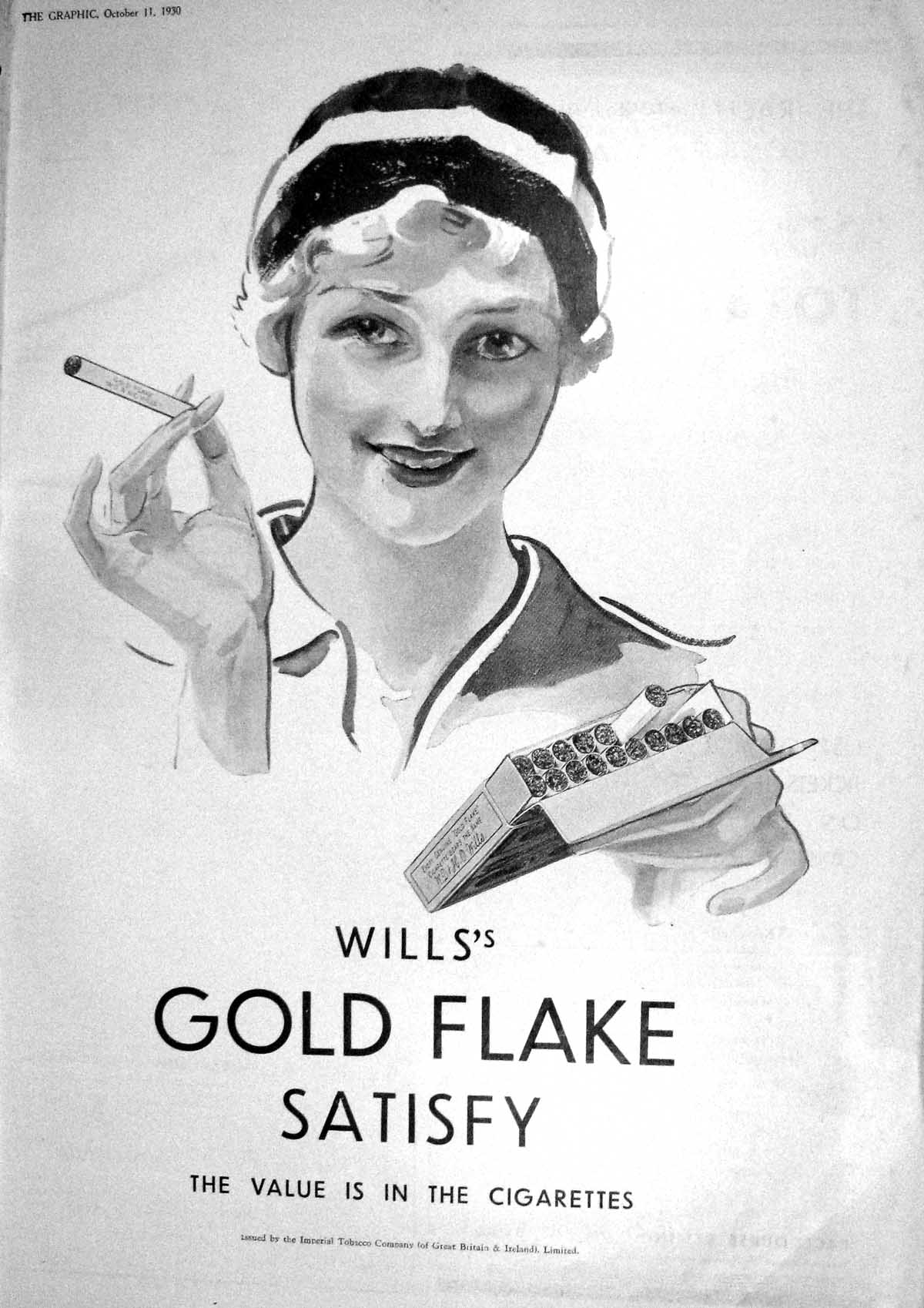 Antique Old Print 1930 Wills'S GFlake Cigarettes Hamp Kentucky Grant'S Brandy