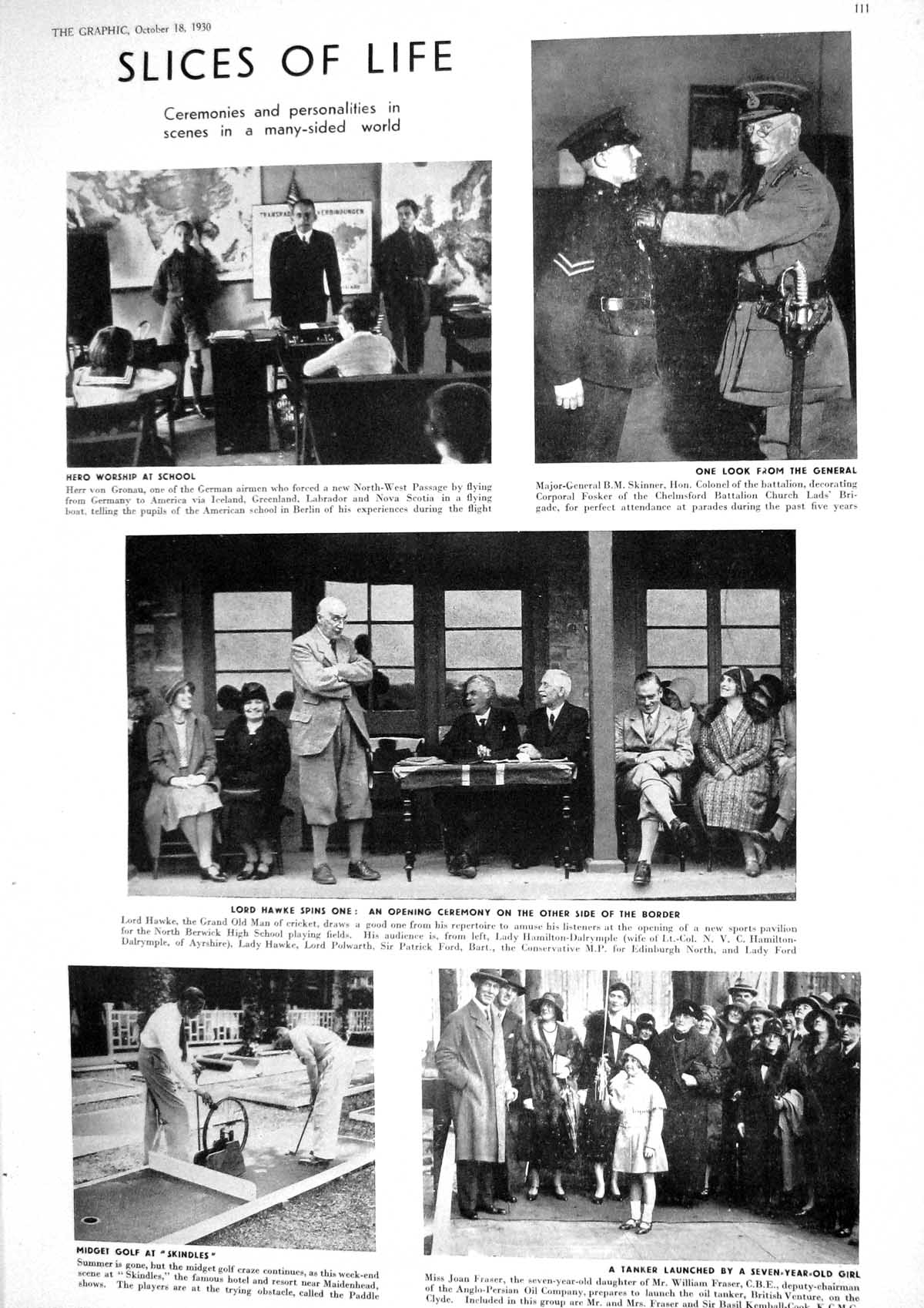 Antique Print 1930 Major-General Skinner Lord Hawke Golf Skindles Fraser GA