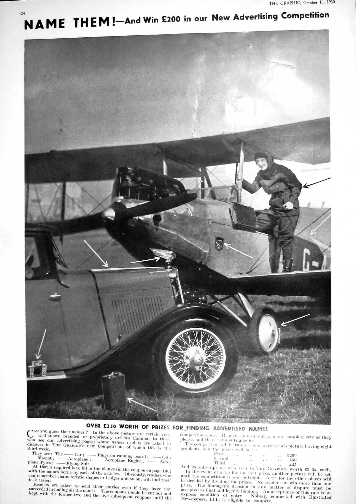 Old 1930 Advertising Motor Car Aeroplane United Secretaries Club Page 20th
