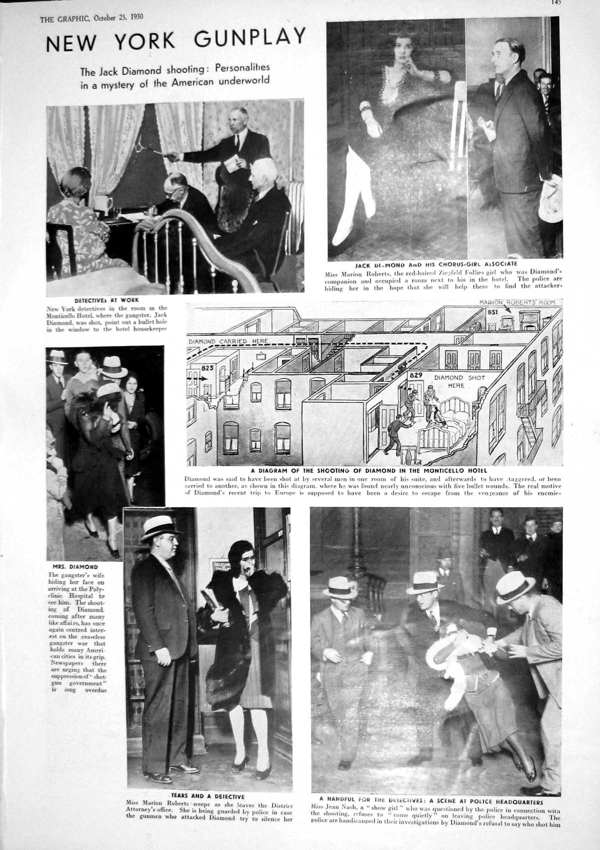 Old 1930 New York Gunplay Jack Diamond Roberts Nash Theatre Galsworth 20th