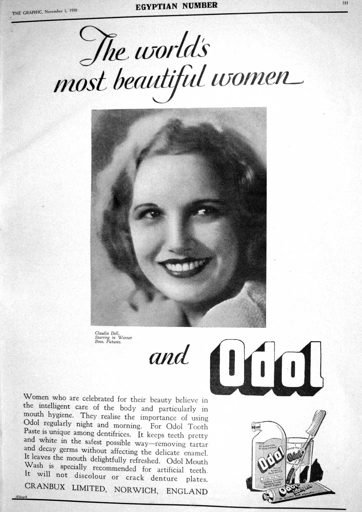 Old 1930 Odol Cranbux Egypt Heliopolis Hotel Yardley Sudan Advertisem 20th