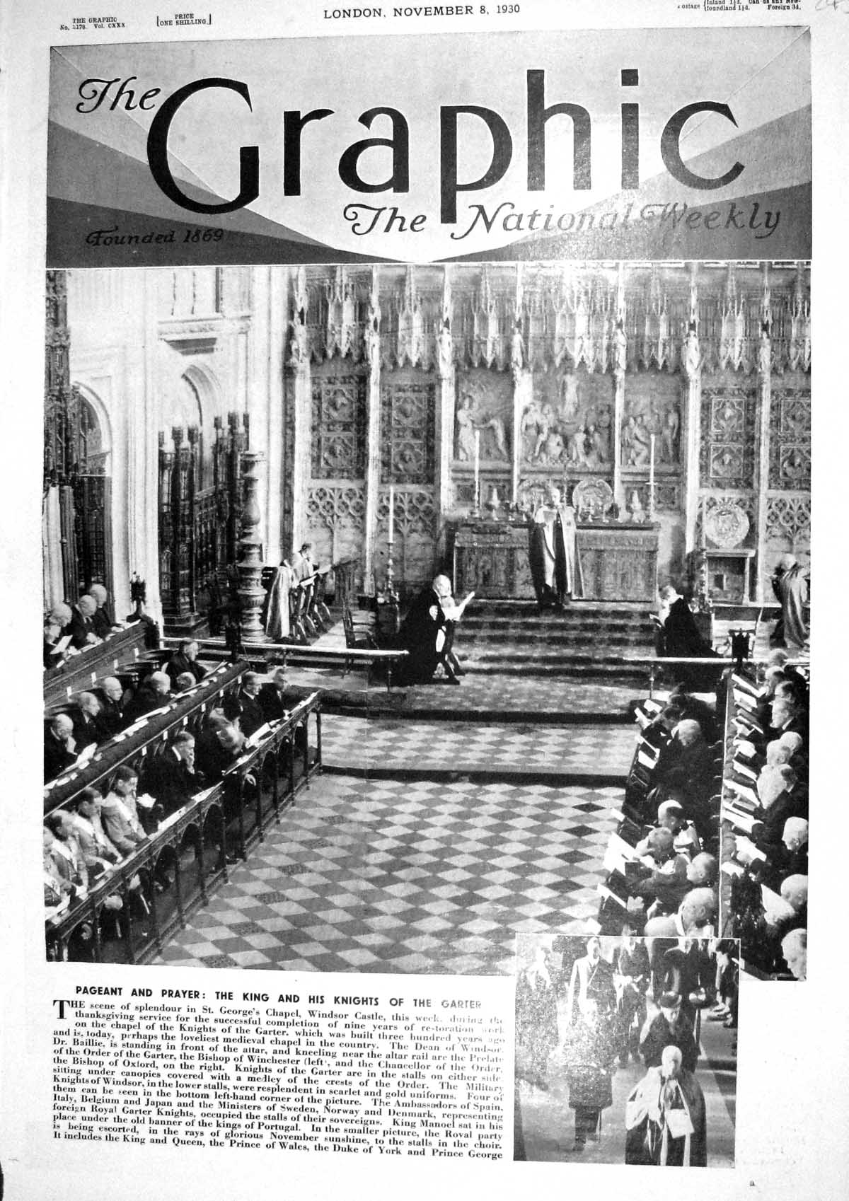 Old 1930 St. George'S Chapel Windsor Castle Thanksgiving Service Gart 20th