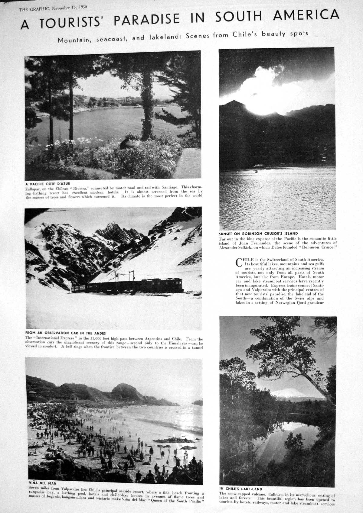 Old 1930 America Zallapar Robinson Crusoe Andes Vina Mar Calbuco Bank 20th