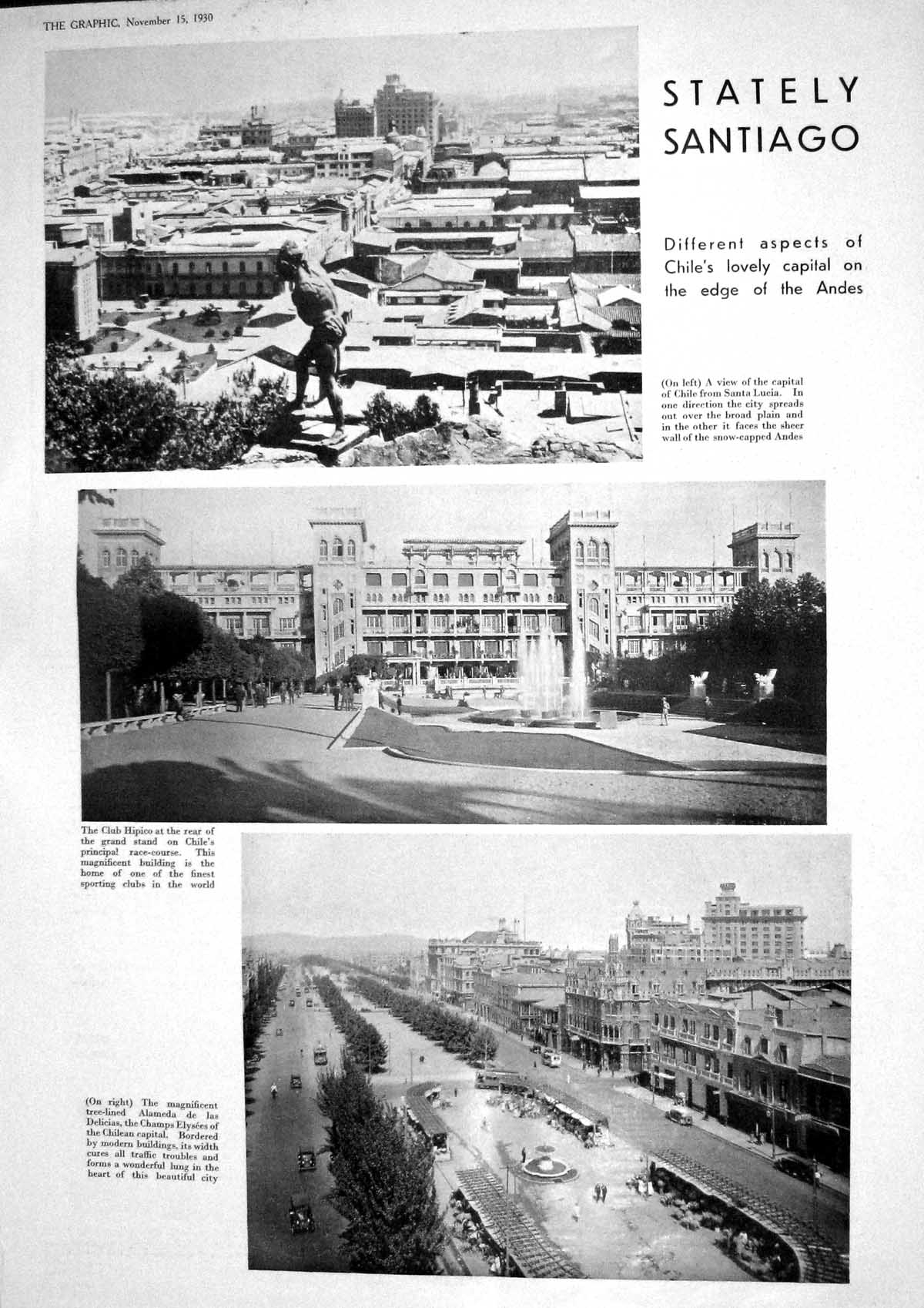 Old 1930 Santiago Chile Santa Lucia Club Hipico Alameda Llanquihue Ri 20th