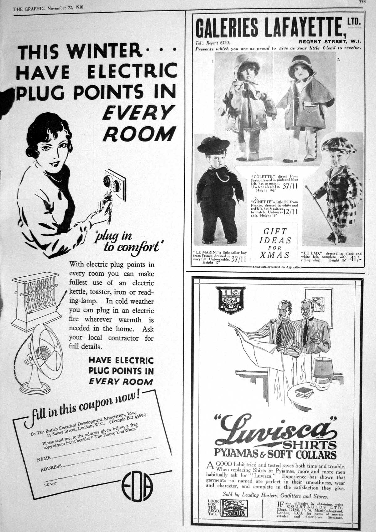 Old 1930 Electric Plug Galeries Lafayette Luvisca Pyjamas Shirts Hosi 20th