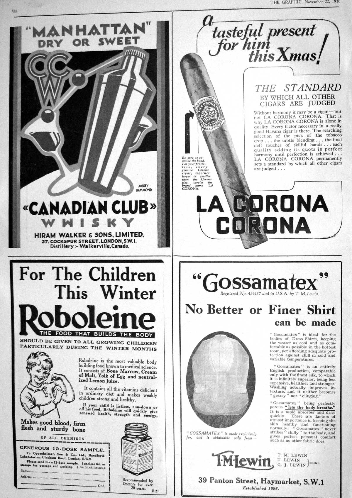 Old 1930 Canadian Club Whisky Corona Whisky Lewin Roboleine Leitz Cam 20th