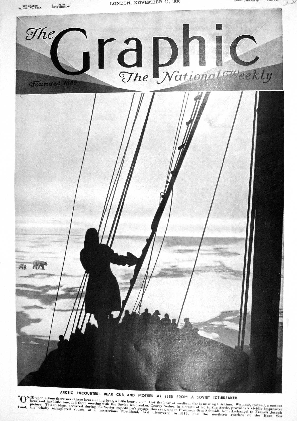 Old 1930 Arctic Bear Cub Soviet Ice Breakers Georgi Sedow Ship Franci 20th