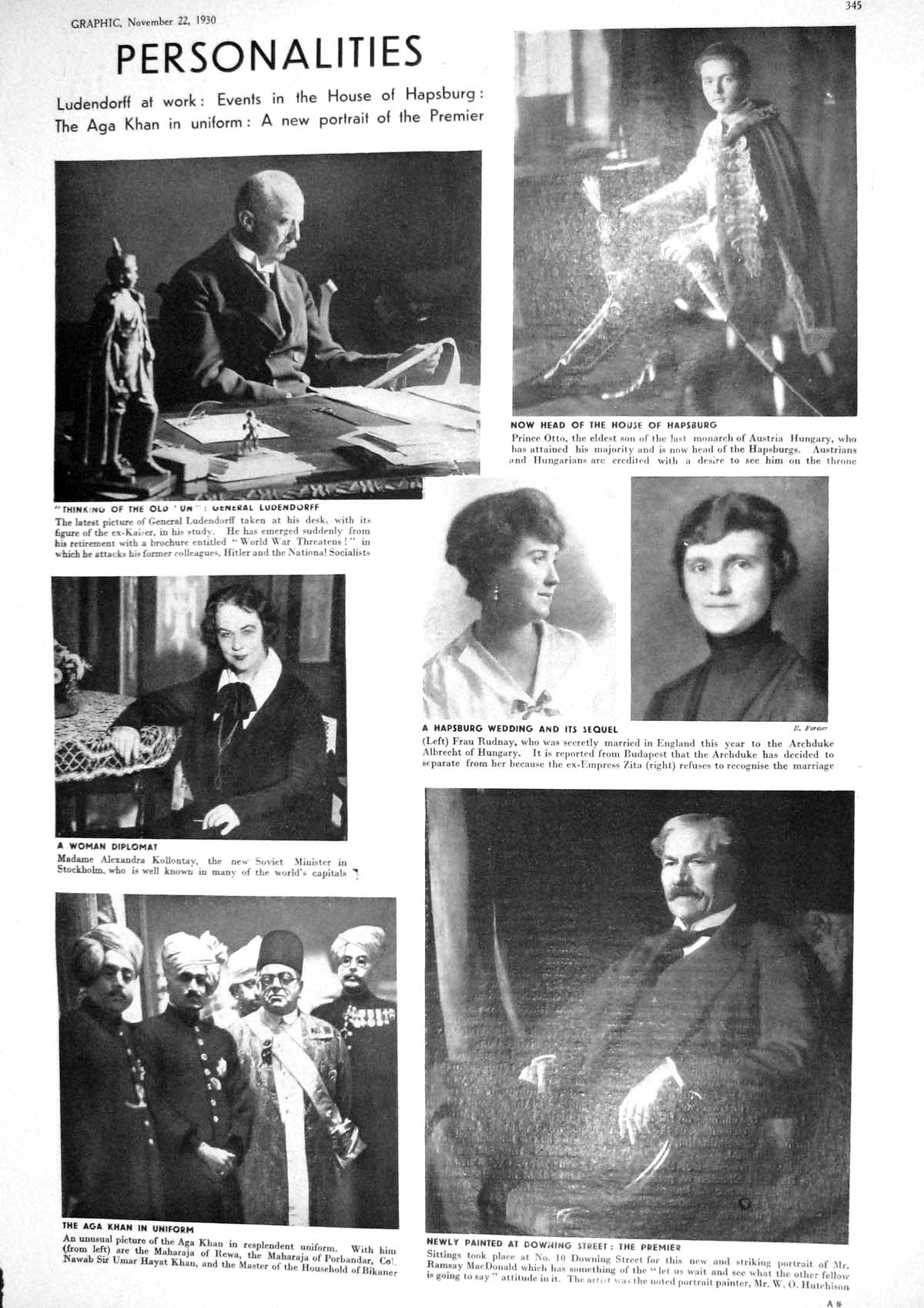 Old 1930 General Ludendorff Prince Otto Rudnay Aga Khan Macdonald Sin 20th