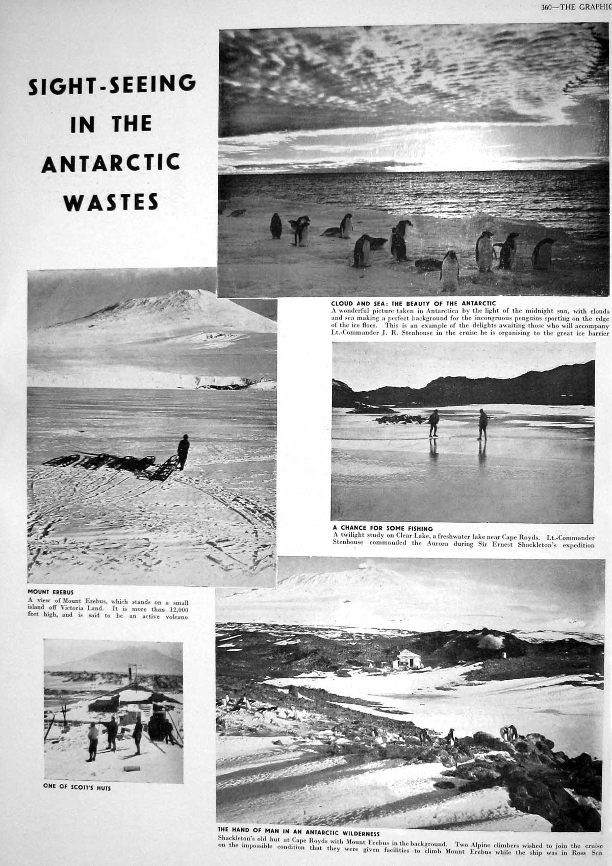 Old 1930 Antarctic Fishing Cape Royds Mount Erebus Shackleton Scott B 20th