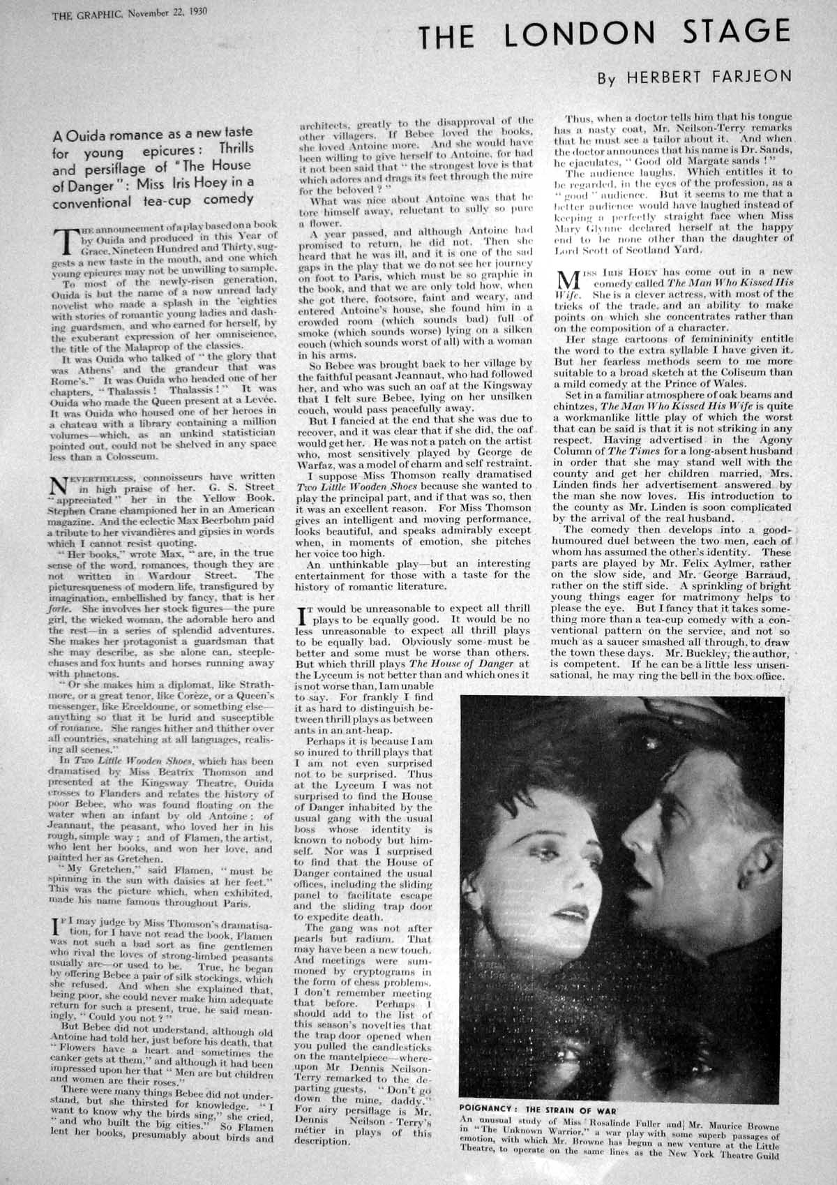 Old Print 1930 Rosalinde Fuller Maurice Browne Unknown Warrior Photograph 20th