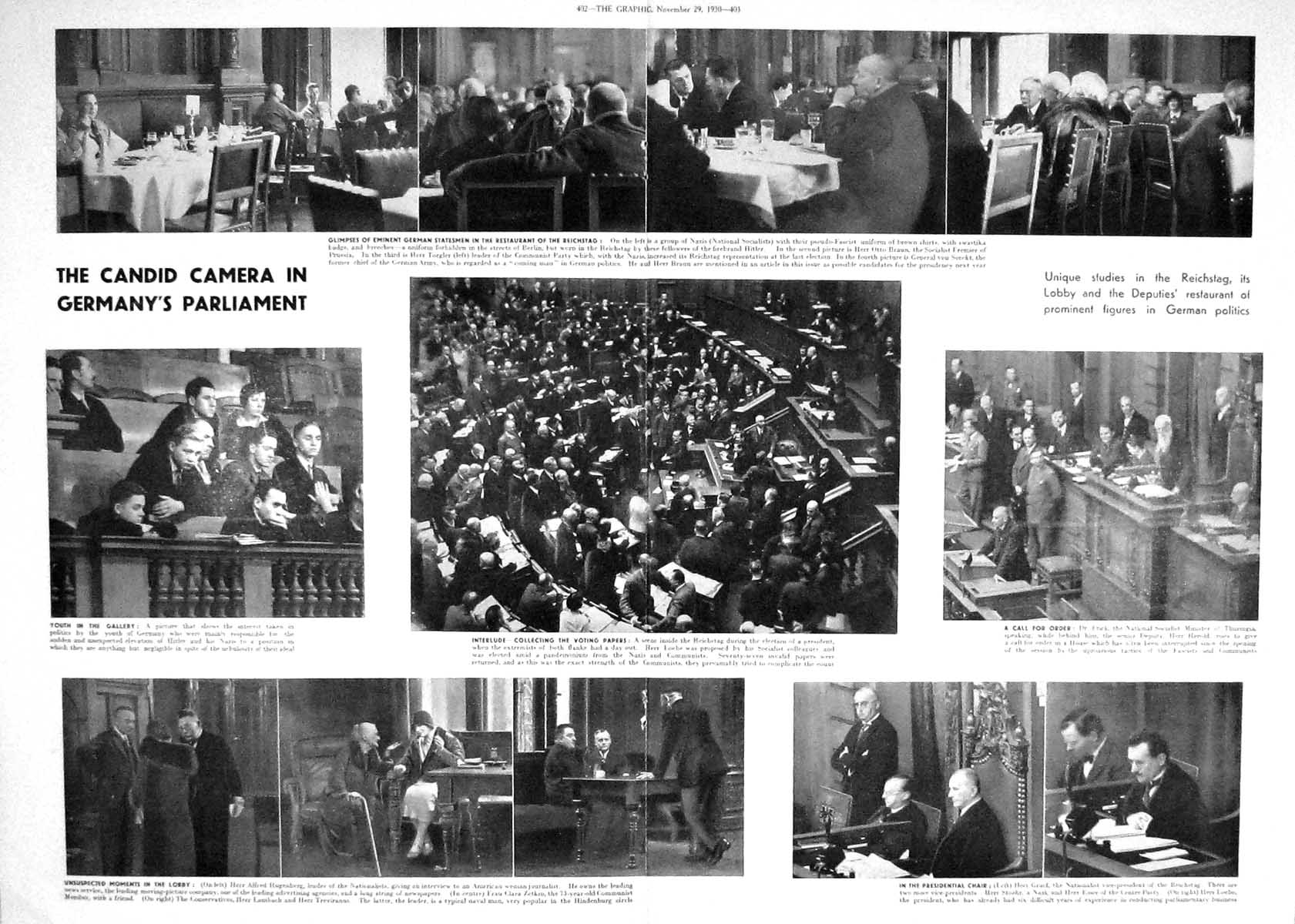 Old 1930 Marshal Hindenburg Germany Parliament Reichstag Graef Frick 20th