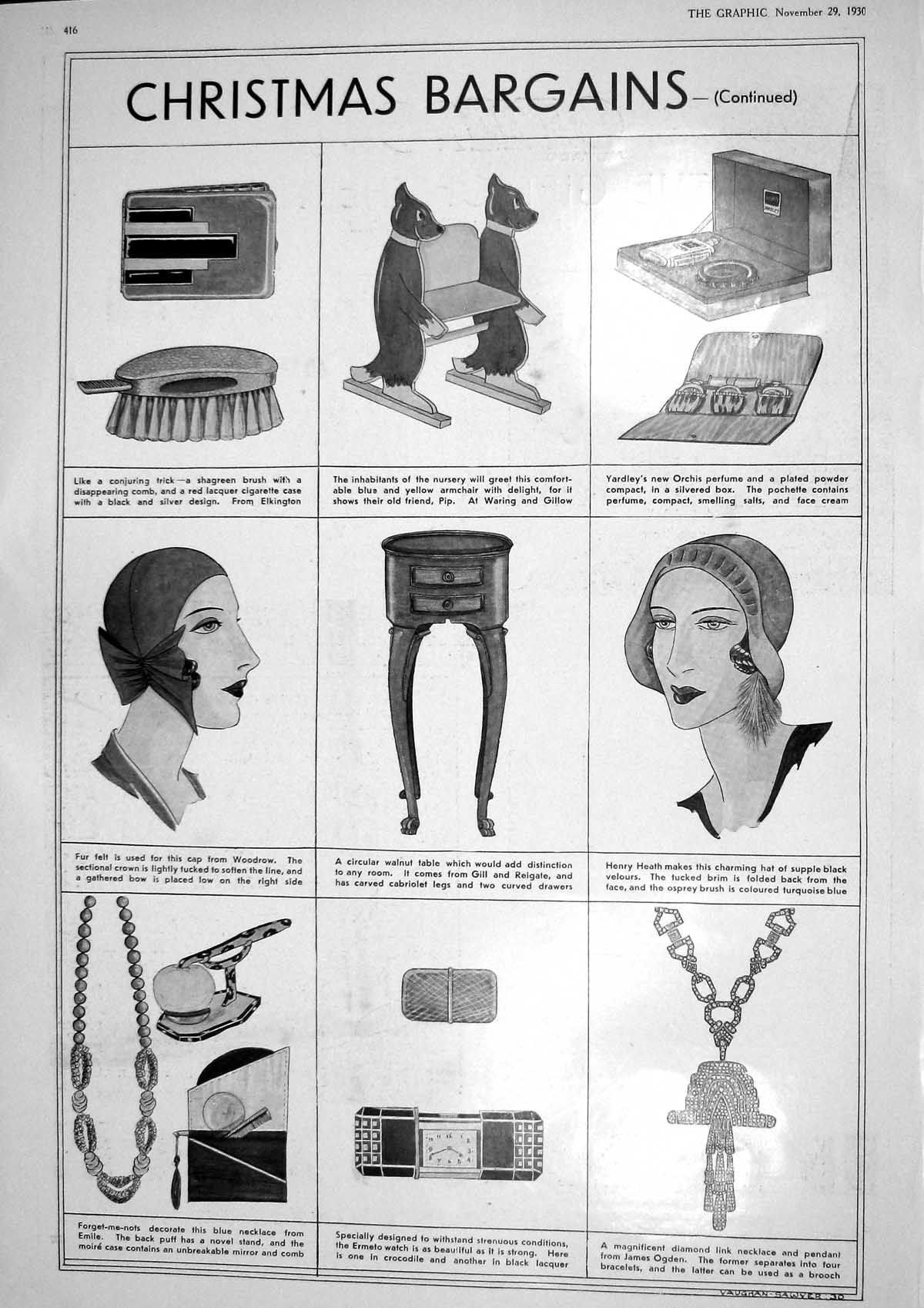 Old 1930 Christmas Presents Cap Woodrow Diamond Necklace Burberry Gor 20th