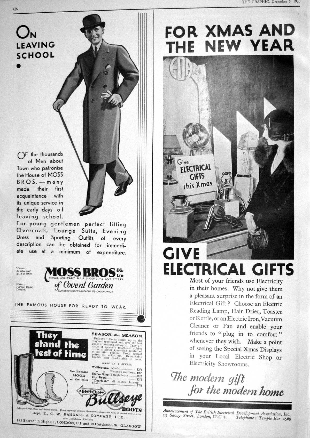 Old 1930 Moss Covent Garden Bullseye Electrical Christmas Gifts Magne 20th