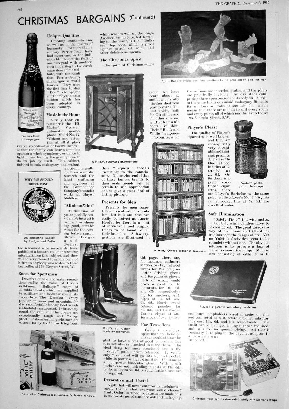 Old 1930 Christmas Champagne Gramaphone Buchanan Whisky Silk Stocking 20th