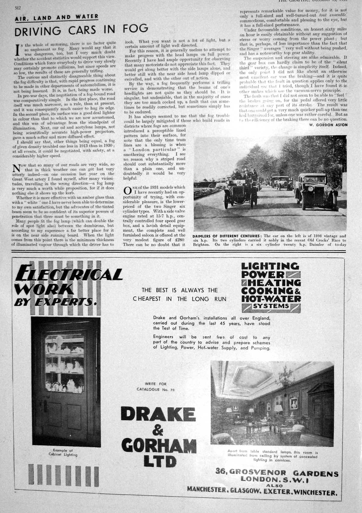 Old 1930 Daimler Motor Car Drake Gorham Electrical Work Nell Gwyn Can 20th