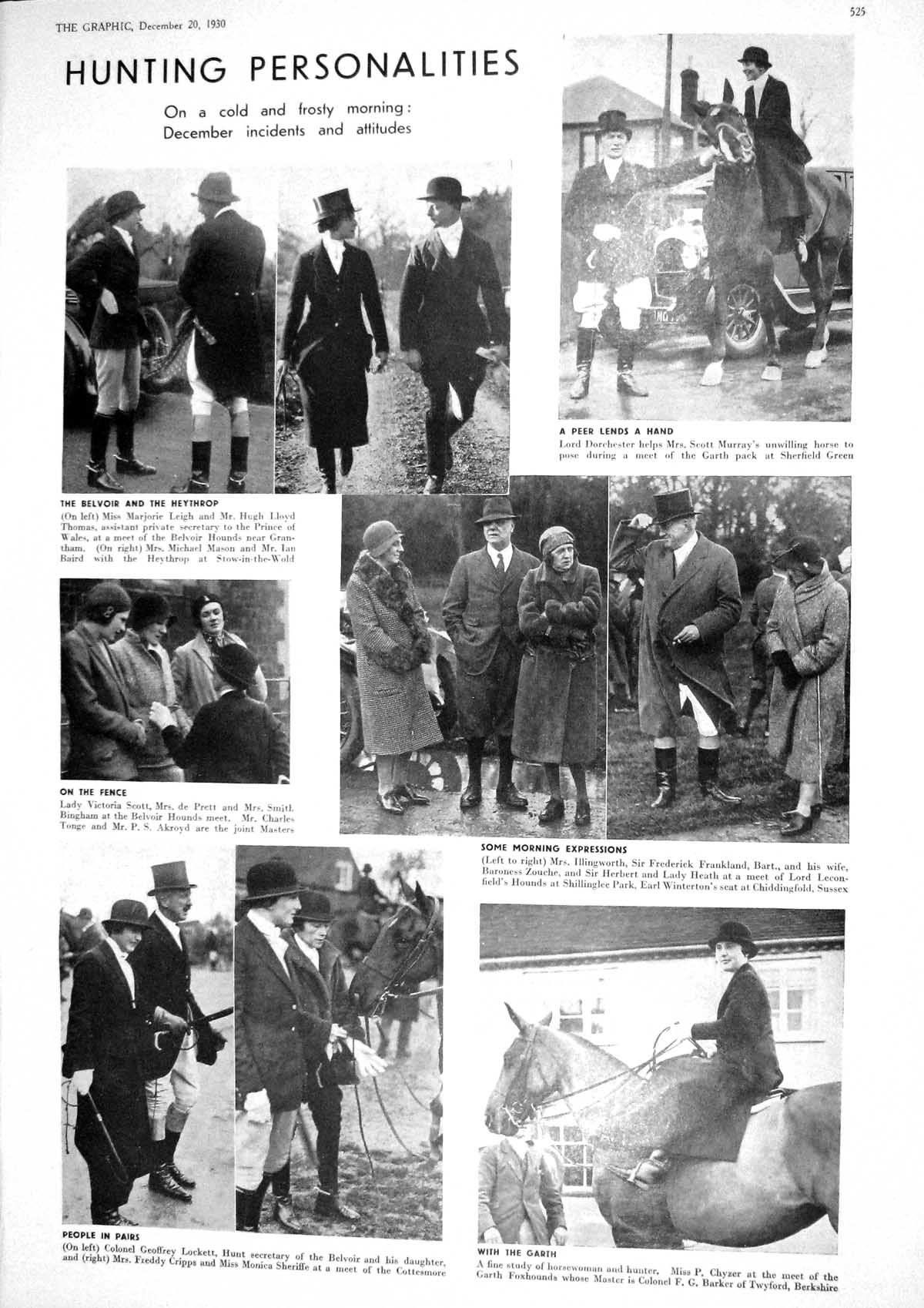 Old 1930 Hunting Belvoir Lloyd Scott Prett Lockett Illingworth Carlis 20th