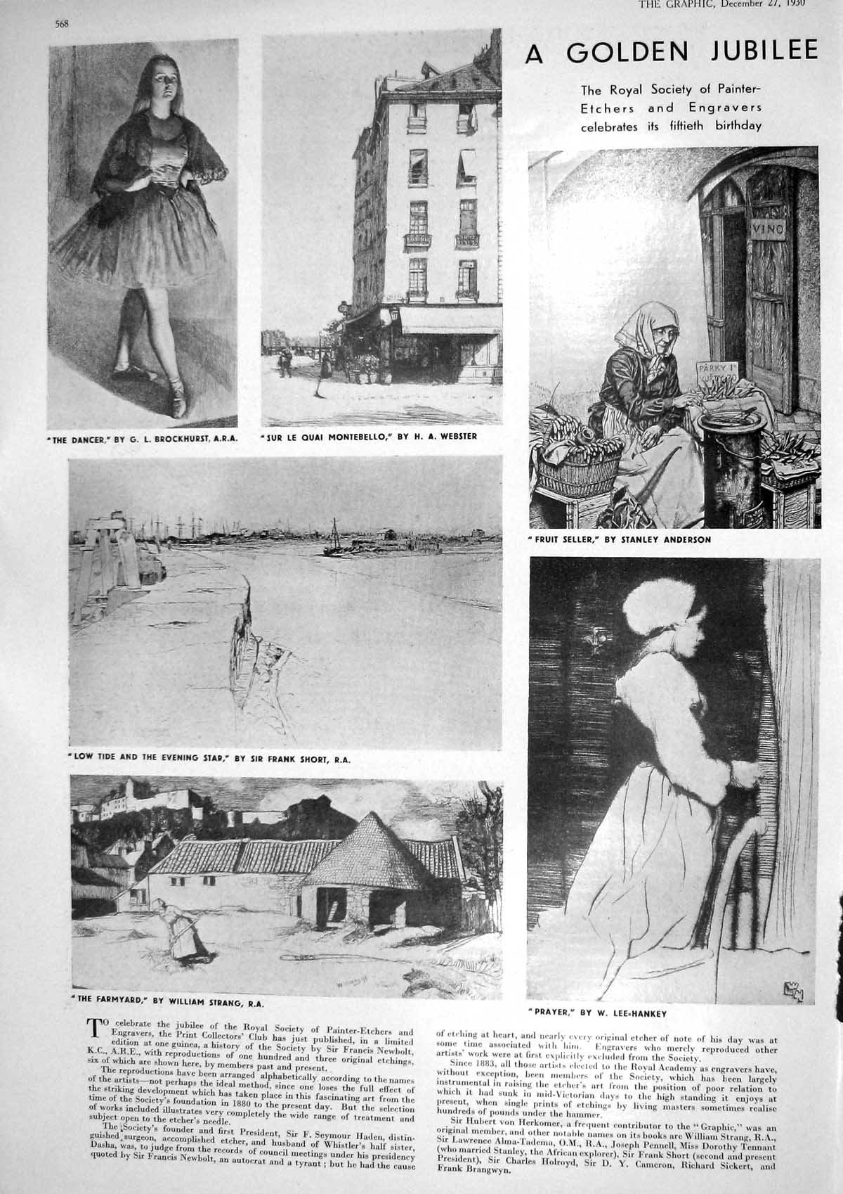 Old 1930 Royal Society Painters Dancer Brockhurst Farmyard Strang Sho 20th
