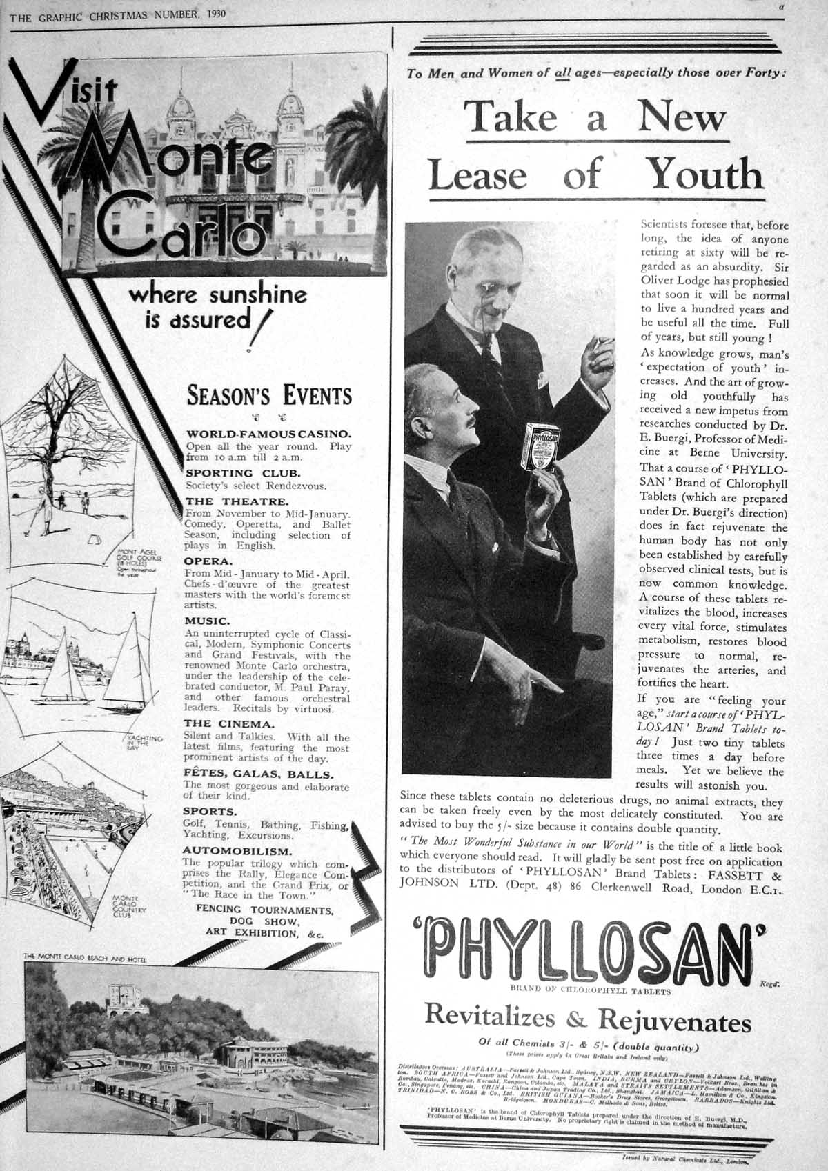 Old 1930 Monte Carlo Beach Hotel France Casino Phyllosan Chlorophyll 20th