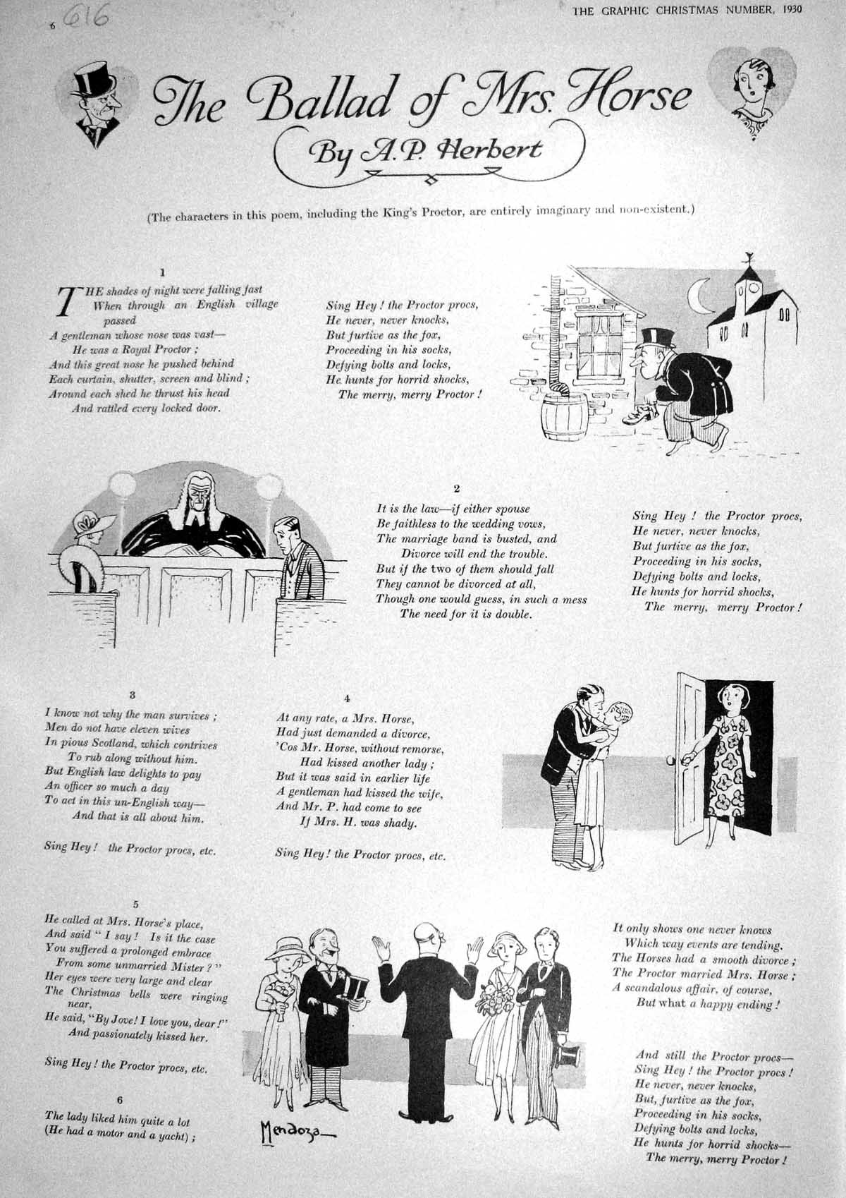 Old Vintage Print 1930 Ballad Mrs Horse Herbert Poem King'S Proctor Story 20th