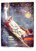 Antique Old Print 1930 River Thames Boat Romance Pre-War Gaiety Girl Debrett