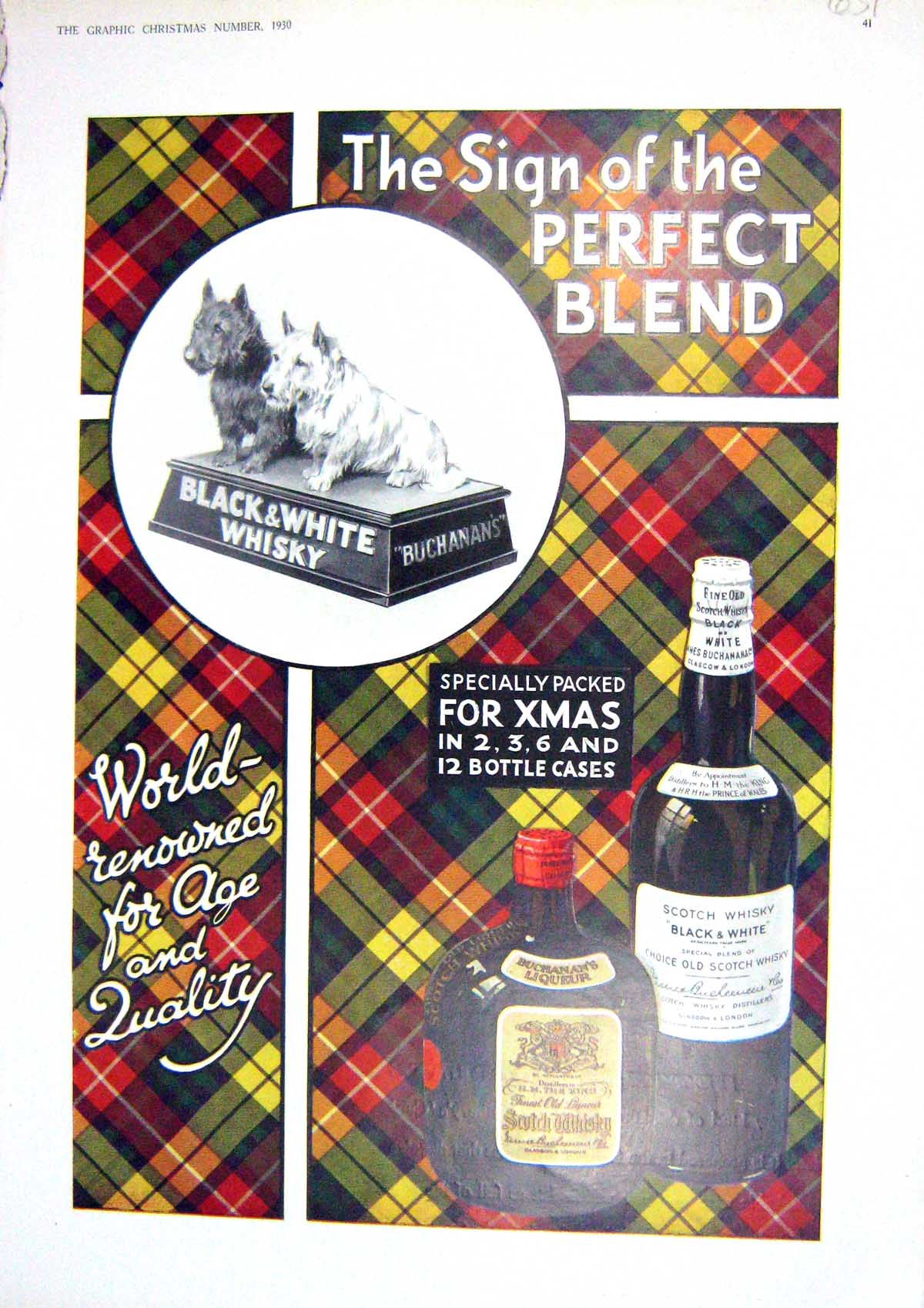 Old 1930 James Buchanan Black White Scotch Whisky Cadbury'S Cup Choco 20th