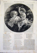 Original Old Antique Print Young Gardeners Gardener Child Fine Art 1845 19th