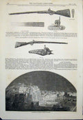 Old Antique Print Fowling Piece French Gun Guns Burford Naples Italy 1845 19th