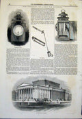 Original Old Antique Print Portable Gas Lmaps Railway St George'S Hall Liverpool
