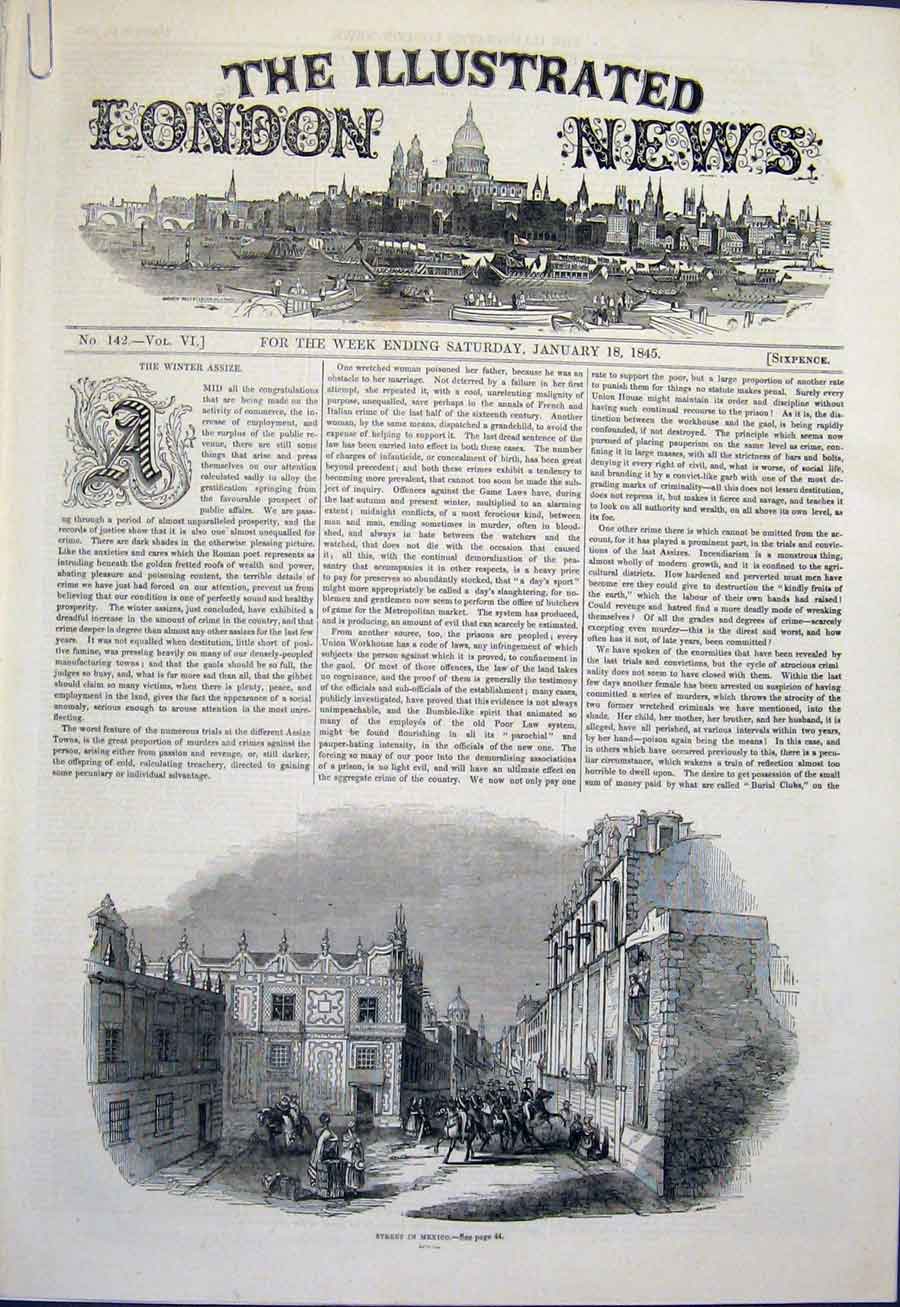 Original Old Antique Print Mexico Street Sketches Sier Dragon Beggar 1845 19th