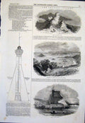 Old Antique Print Channel Islands Guernsey Castle Cornet Orgeuil Goodwin