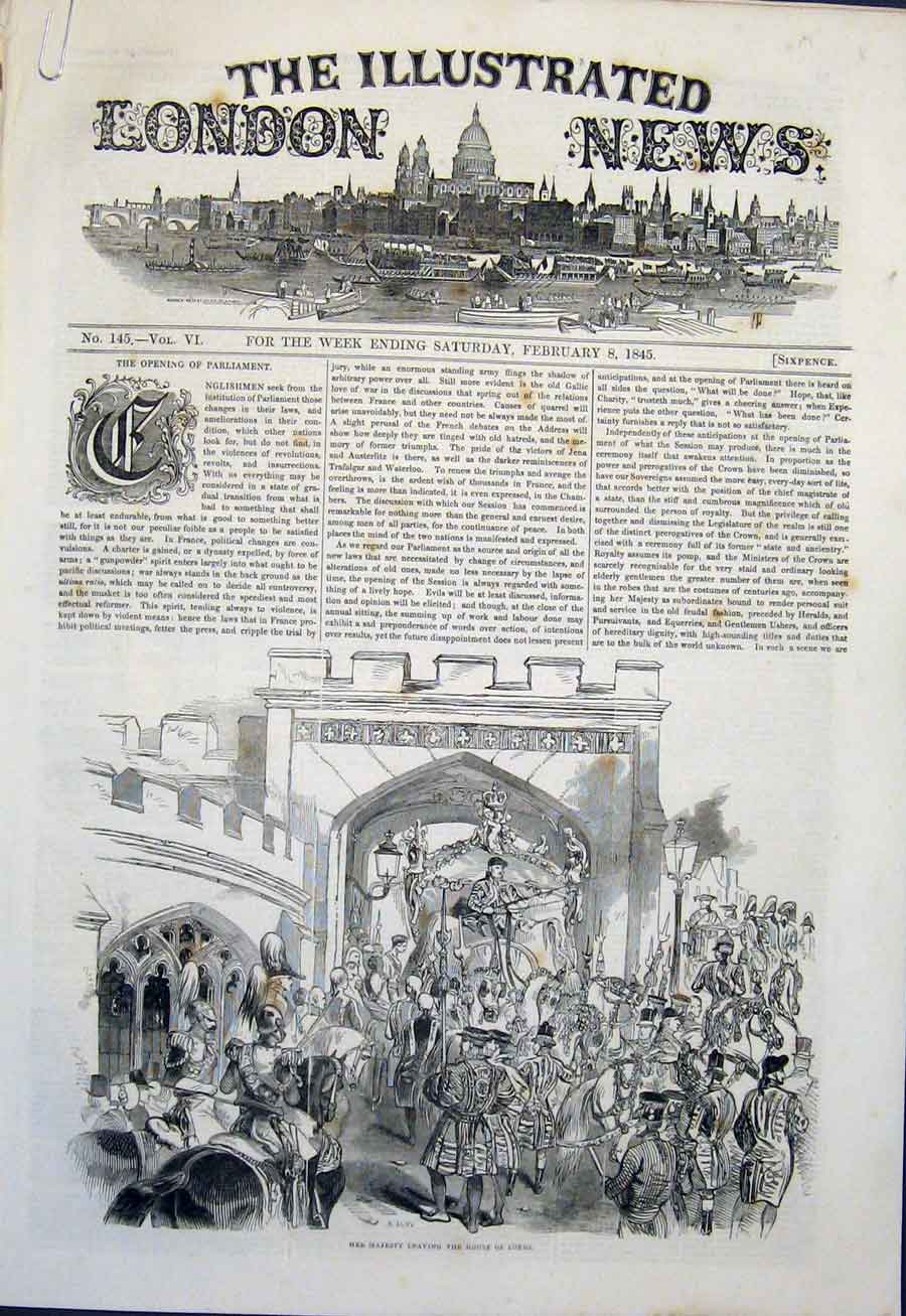 Old Antique Print House Lords Majesty Queen Sheriff'S Roll Exchequer 1845 19th